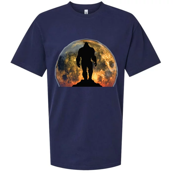 Bigfoot Believer Full Red Moon Night Sasquatch Sueded Cloud Jersey T-Shirt