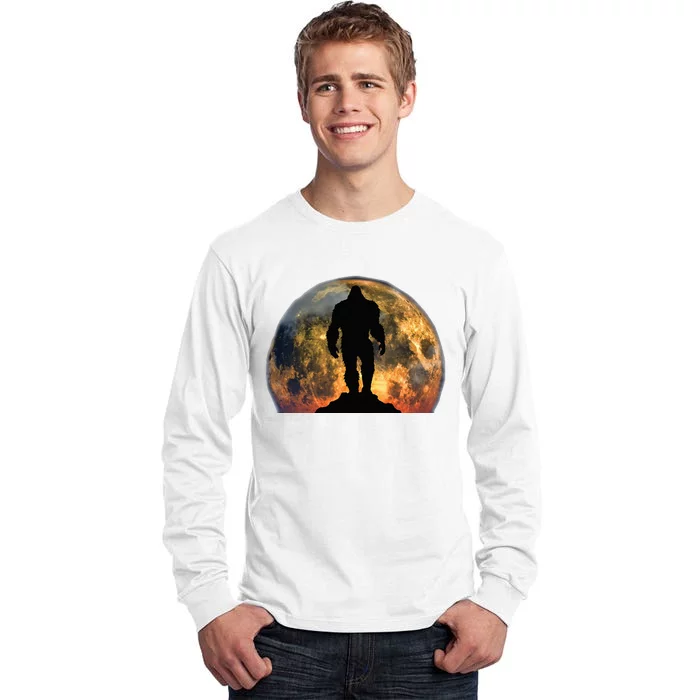 Bigfoot Believer Full Red Moon Night Sasquatch Tall Long Sleeve T-Shirt