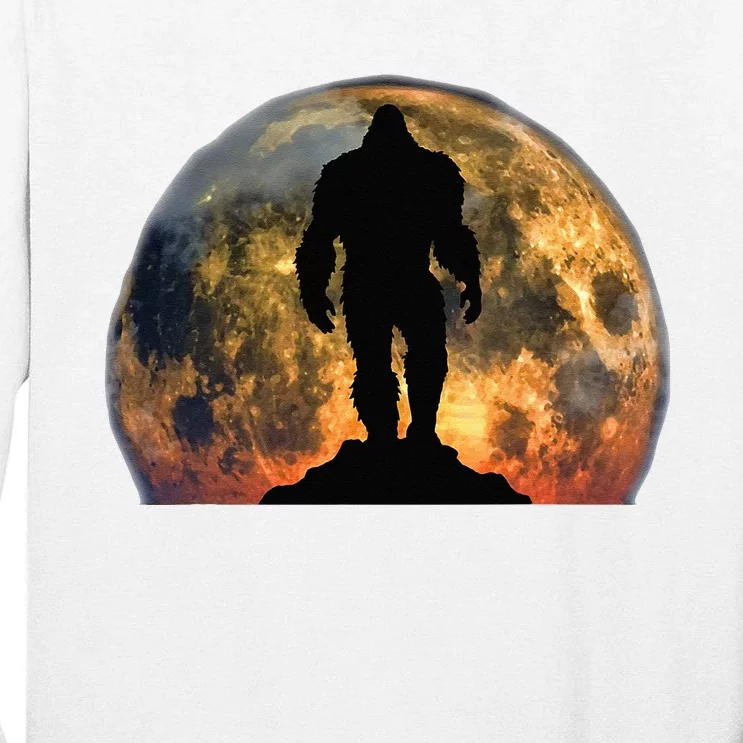 Bigfoot Believer Full Red Moon Night Sasquatch Tall Long Sleeve T-Shirt