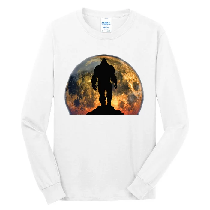 Bigfoot Believer Full Red Moon Night Sasquatch Tall Long Sleeve T-Shirt