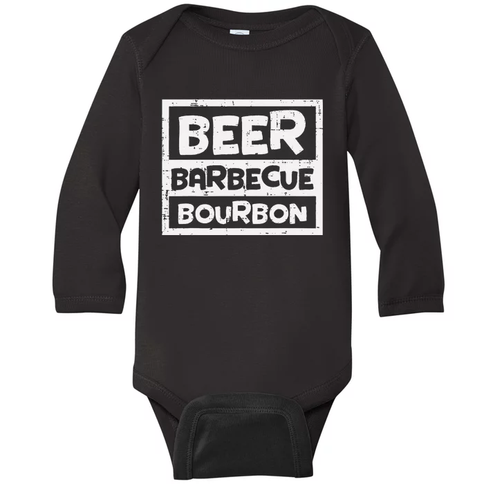 Barbecue Bourbon Fun Bbq Grill Meat Grilling Master Dad Baby Long Sleeve Bodysuit