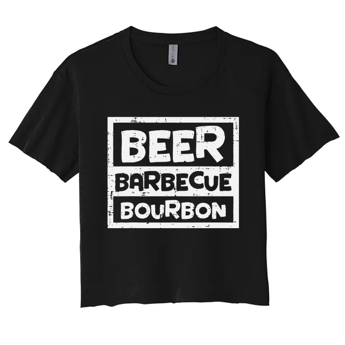 Barbecue Bourbon Fun Bbq Grill Meat Grilling Master Dad Women's Crop Top Tee