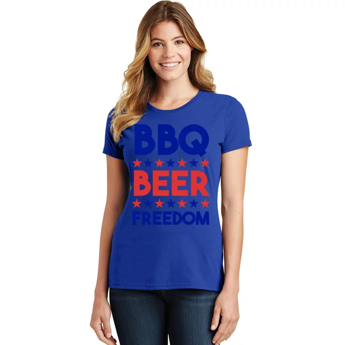 Bbq Beer Freedom 4th Of July Summer Party Gift America Usa Cool Gift Women's T-Shirt