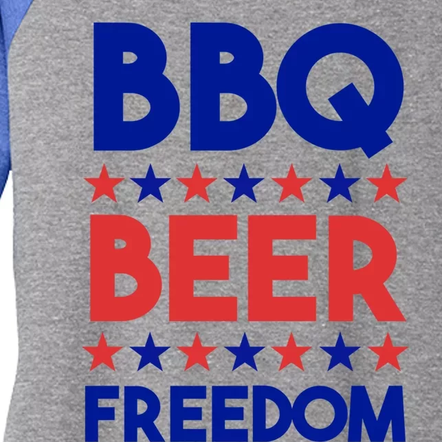 Bbq Beer Freedom 4th Of July Summer Party Gift America Usa Cool Gift Women's Tri-Blend 3/4-Sleeve Raglan Shirt