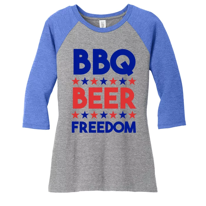 Bbq Beer Freedom 4th Of July Summer Party Gift America Usa Cool Gift Women's Tri-Blend 3/4-Sleeve Raglan Shirt