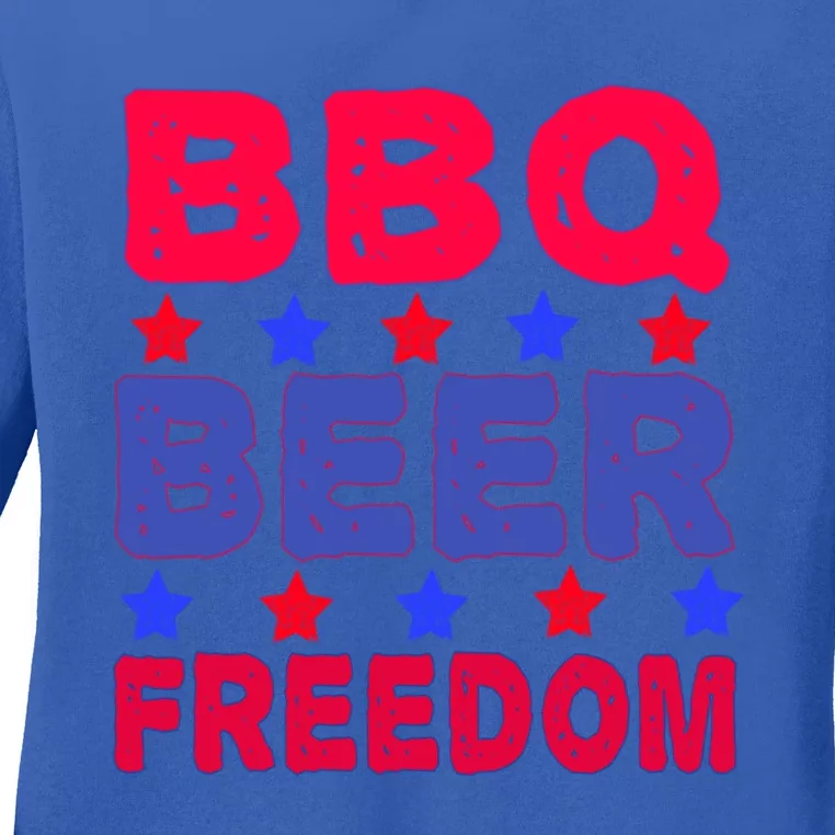 Bbq Beer Freedom 4th Of July Funny Gift For Bbq Lover Funny Gift Ladies Long Sleeve Shirt