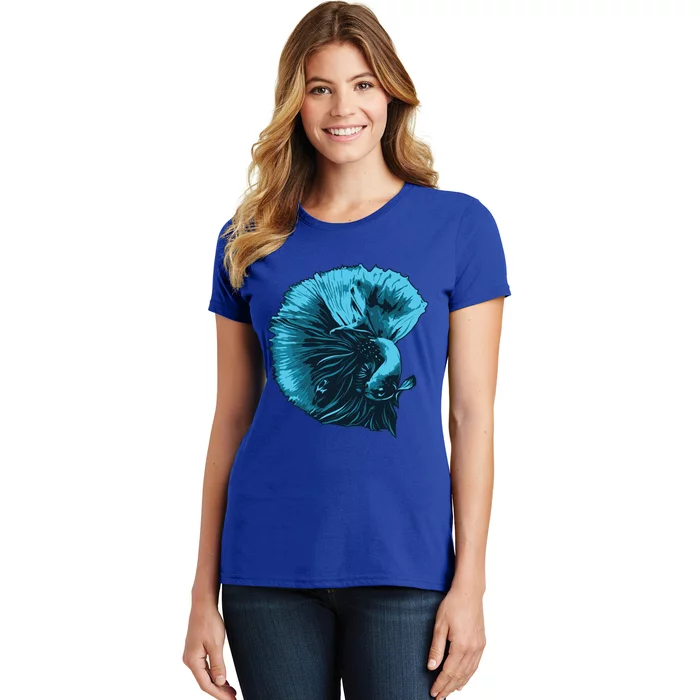 Blue Betta Fish And Siamese Fighting Fish Aquarium Owner Funny Gift Women's T-Shirt