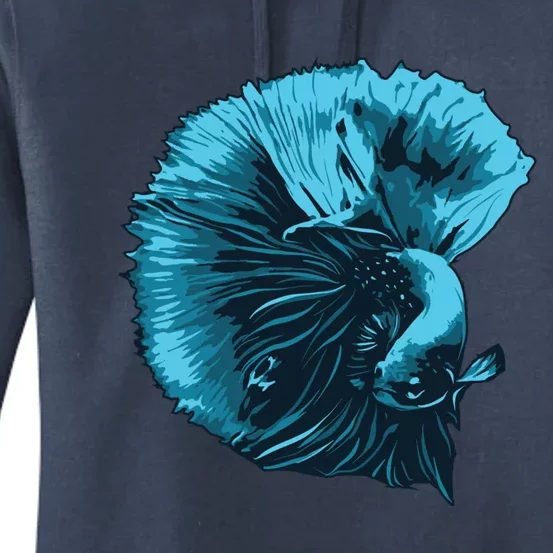 Blue Betta Fish And Siamese Fighting Fish Aquarium Owner Funny Gift Women's Pullover Hoodie