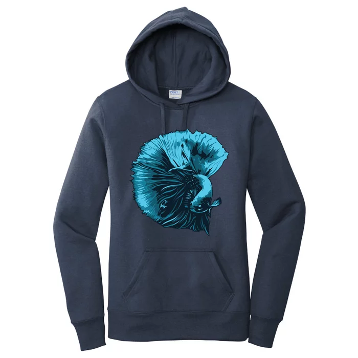 Blue Betta Fish And Siamese Fighting Fish Aquarium Owner Funny Gift Women's Pullover Hoodie