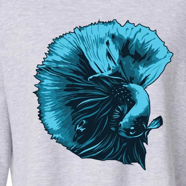 Blue Betta Fish And Siamese Fighting Fish Aquarium Owner Funny Gift Cropped Pullover Crew