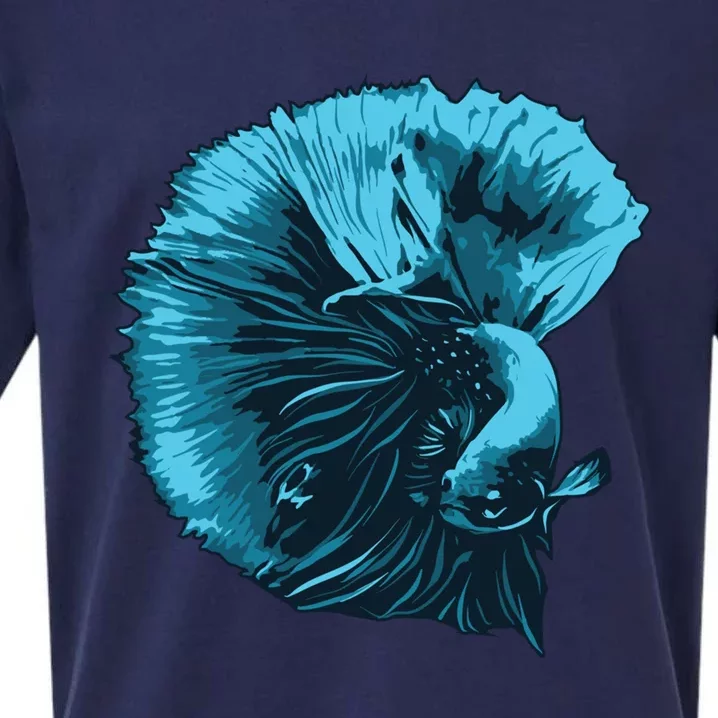 Blue Betta Fish And Siamese Fighting Fish Aquarium Owner Funny Gift Sueded Cloud Jersey T-Shirt