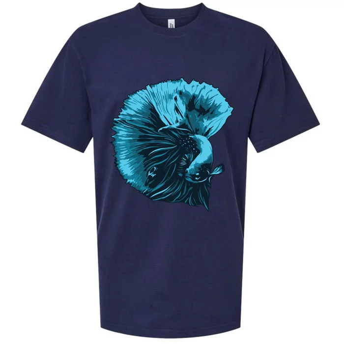 Blue Betta Fish And Siamese Fighting Fish Aquarium Owner Funny Gift Sueded Cloud Jersey T-Shirt