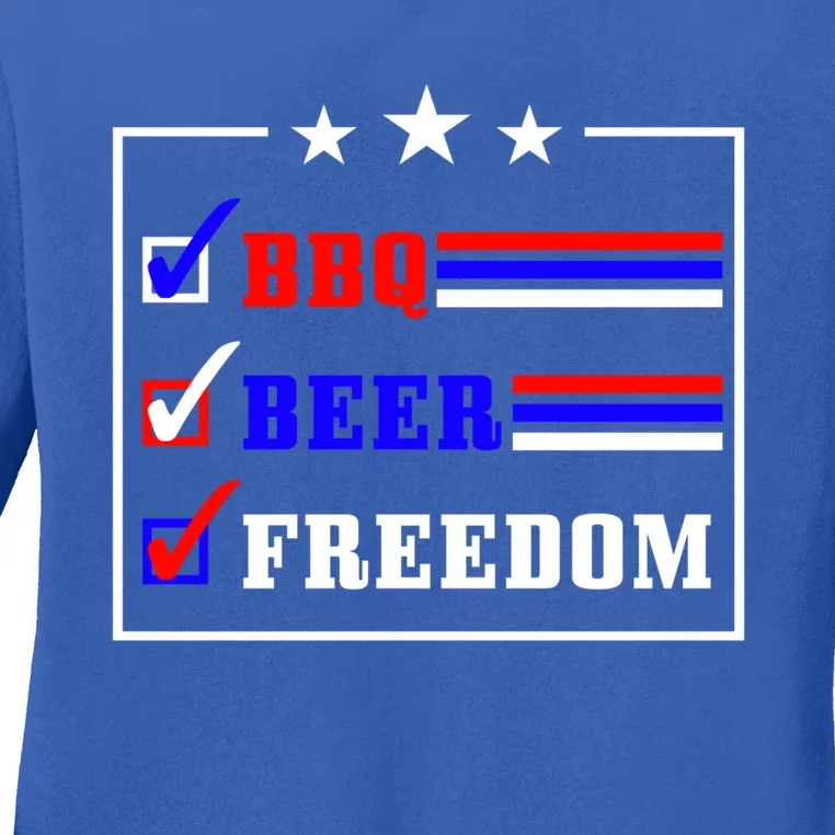 Bbq Beer Freedom Gift Ladies Long Sleeve Shirt