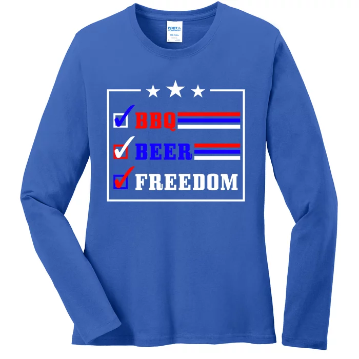 Bbq Beer Freedom Gift Ladies Long Sleeve Shirt