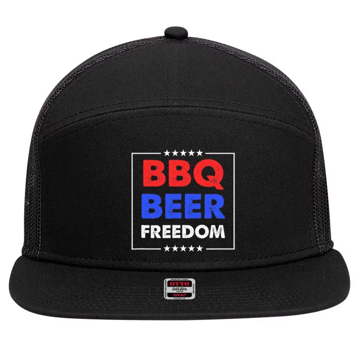 BBQ Beer Freedom 7 Panel Mesh Trucker Snapback Hat