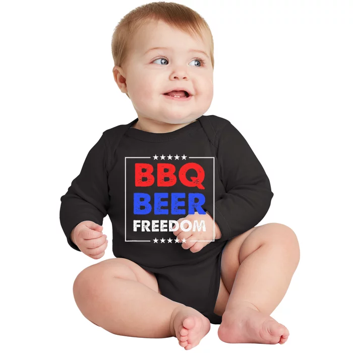 BBQ Beer Freedom Baby Long Sleeve Bodysuit