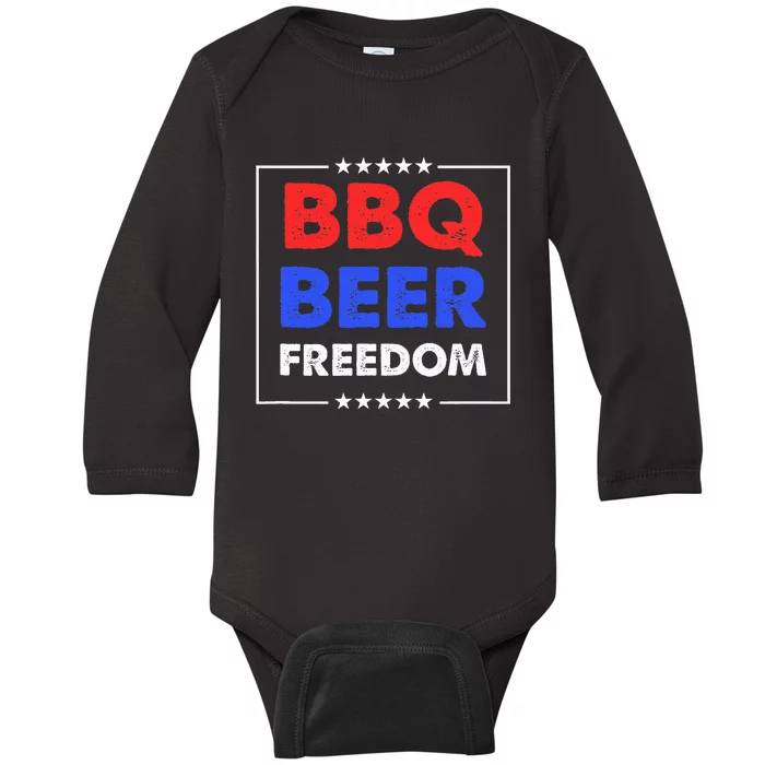 BBQ Beer Freedom Baby Long Sleeve Bodysuit