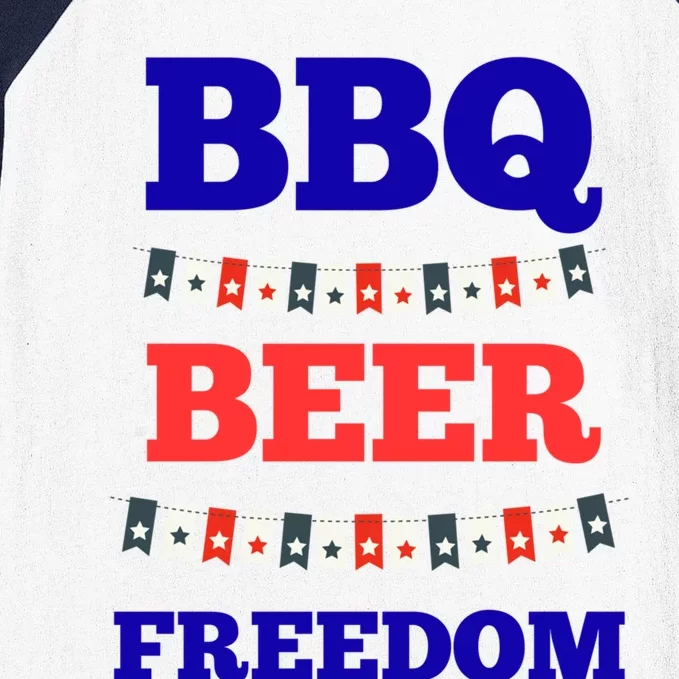 Bbq Beer Freedom Gift Baseball Sleeve Shirt