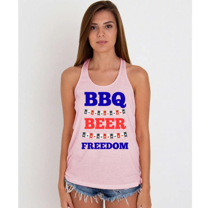 Bbq Beer Freedom Gift Women's Knotted Racerback Tank