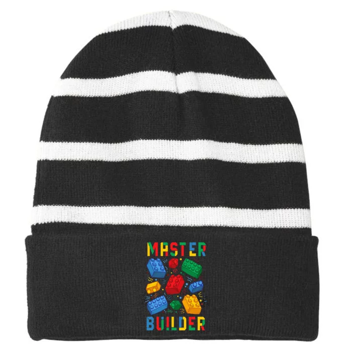 Brick Builder Funny Blocks Master Builder Striped Beanie with Solid Band