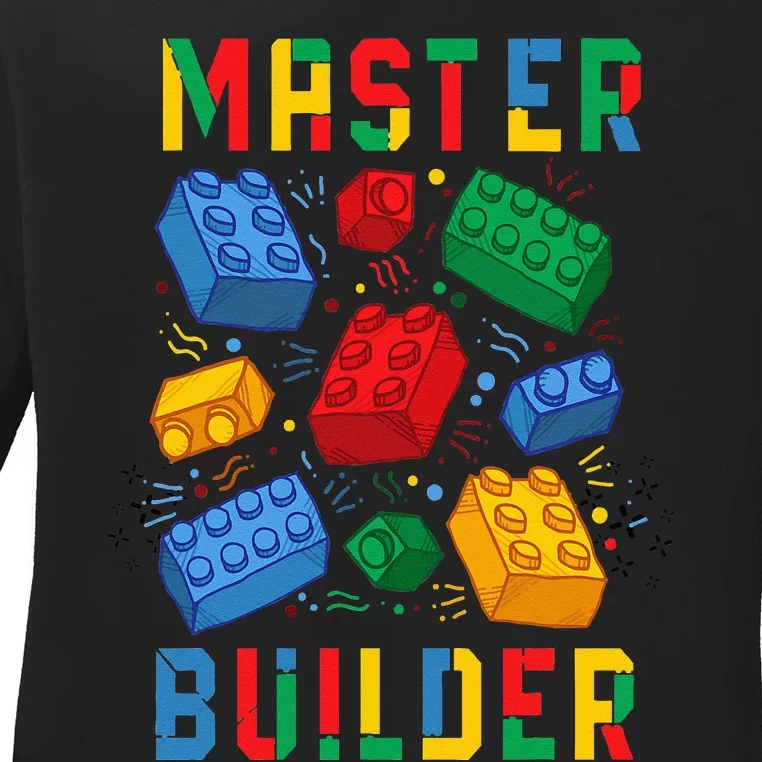 Brick Builder Funny Blocks Master Builder Ladies Long Sleeve Shirt