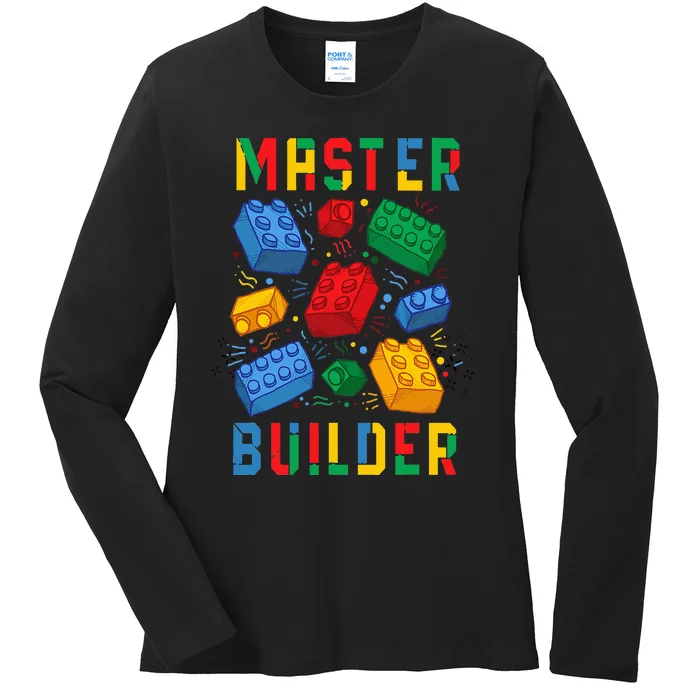 Brick Builder Funny Blocks Master Builder Ladies Long Sleeve Shirt