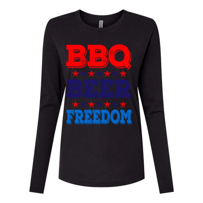 Bbq Beer Freedom America Usa Party 4th Of July Summer Gift Womens Cotton Relaxed Long Sleeve T-Shirt