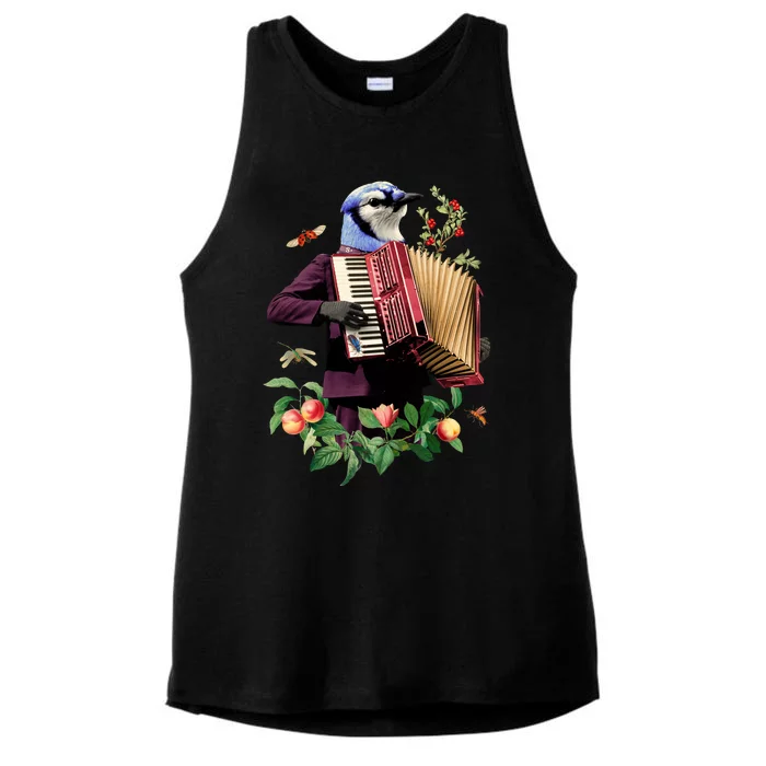 Blue Bird Fancy Animal Musician Ladies Tri-Blend Wicking Tank