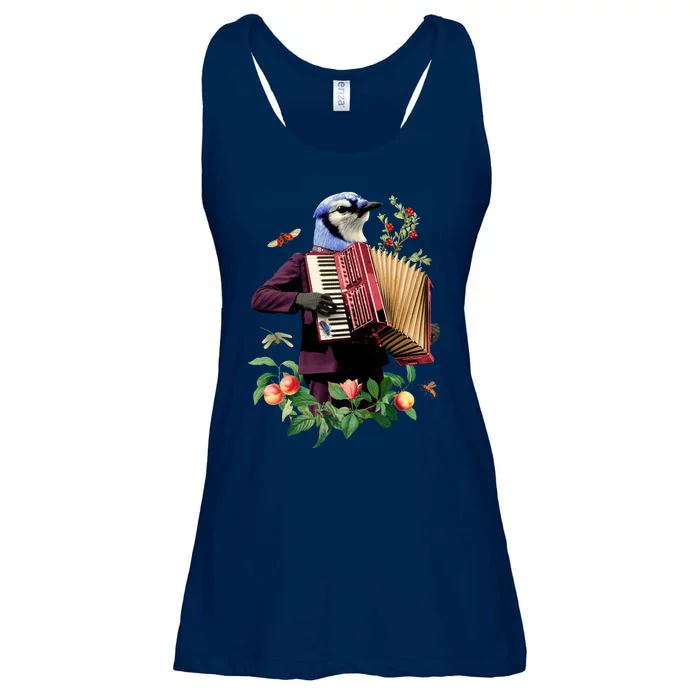 Blue Bird Fancy Animal Musician Ladies Essential Flowy Tank