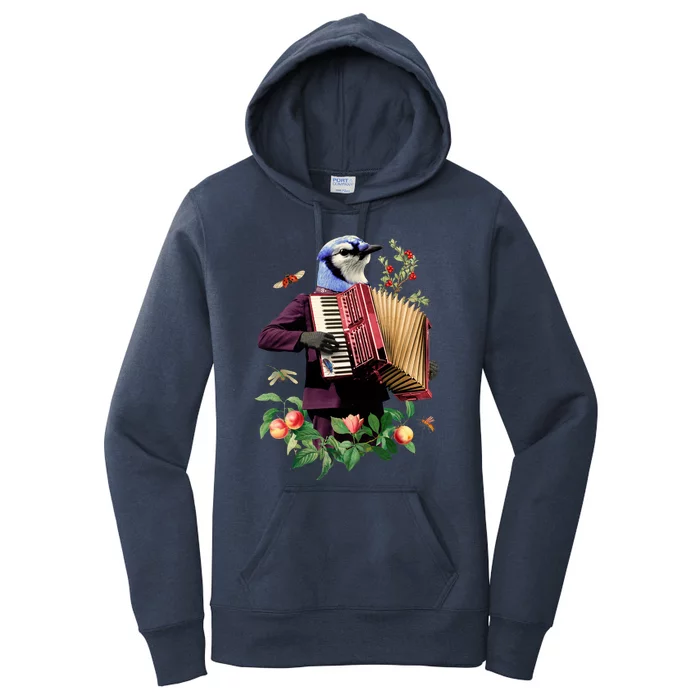 Blue Bird Fancy Animal Musician Women's Pullover Hoodie