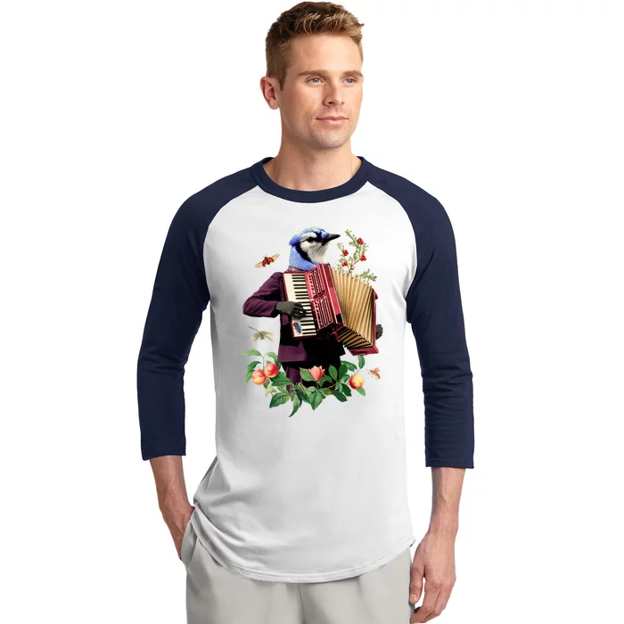 Blue Bird Fancy Animal Musician Baseball Sleeve Shirt