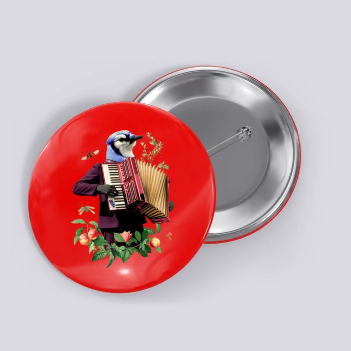 Blue Bird Fancy Animal Musician Button