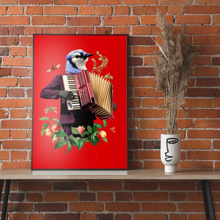 Blue Bird Fancy Animal Musician Poster