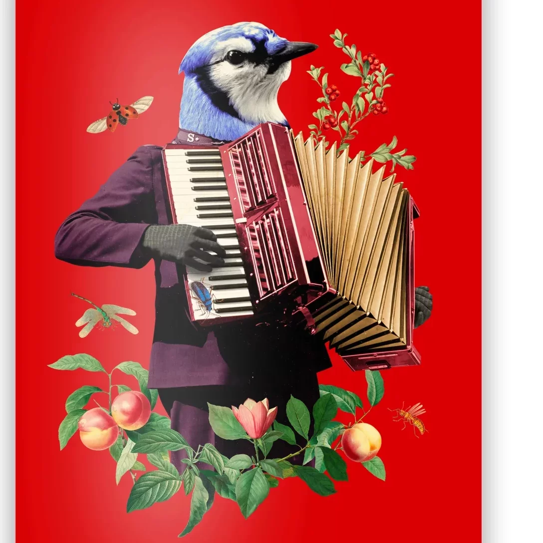 Blue Bird Fancy Animal Musician Poster