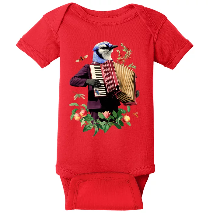 Blue Bird Fancy Animal Musician Baby Bodysuit