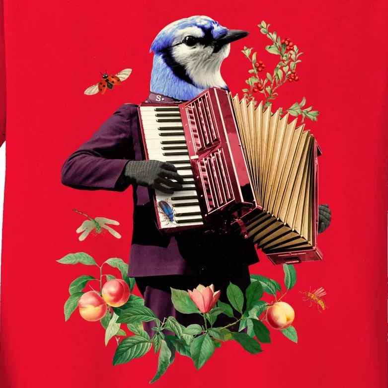 Blue Bird Fancy Animal Musician Kids Long Sleeve Shirt