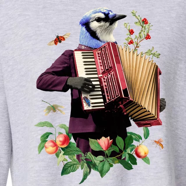 Blue Bird Fancy Animal Musician Cropped Pullover Crew