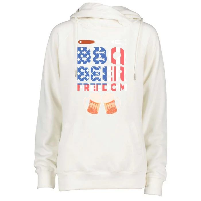 Bbq Beer Freedom America Usa Party 4th Of July Meaningful Gift Womens Funnel Neck Pullover Hood