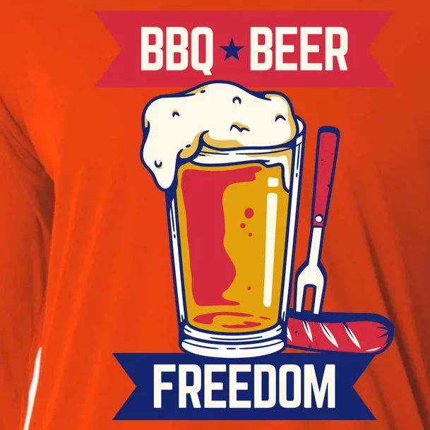 BBQ Beer Freedom America USA Party Summer Cooling Performance Long Sleeve Crew