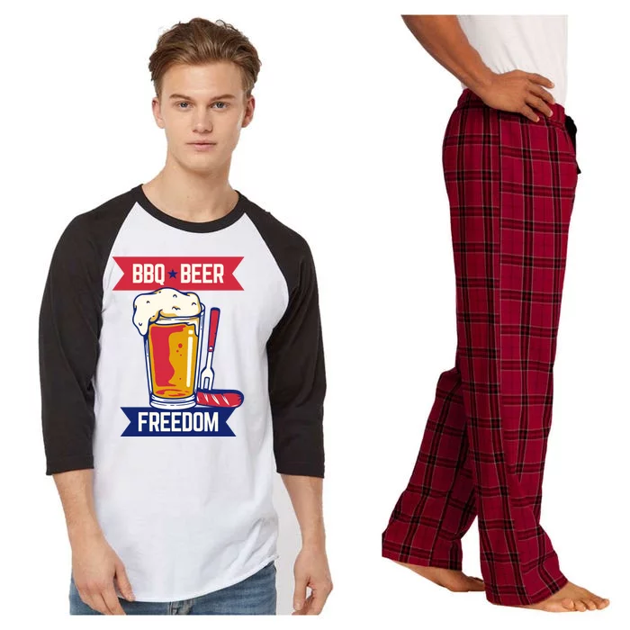 BBQ Beer Freedom America USA Party Summer Raglan Sleeve Pajama Set