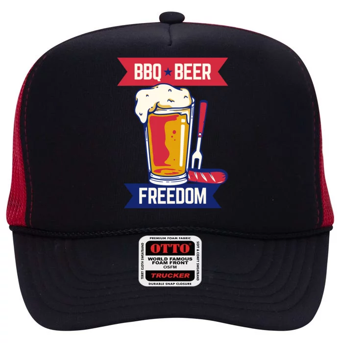 BBQ Beer Freedom America USA Party Summer High Crown Mesh Trucker Hat