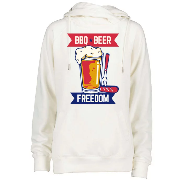 BBQ Beer Freedom America USA Party Summer Womens Funnel Neck Pullover Hood