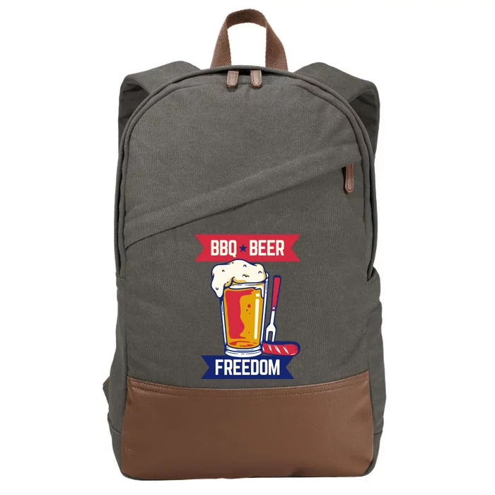 BBQ Beer Freedom America USA Party Summer Cotton Canvas Backpack