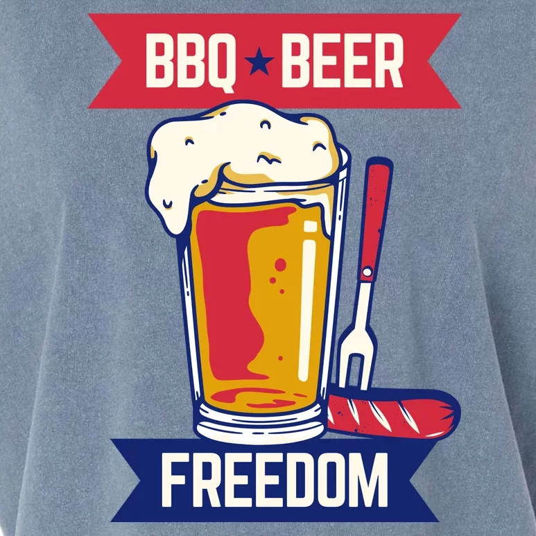 BBQ Beer Freedom America USA Party Summer Garment-Dyed Women's Muscle Tee