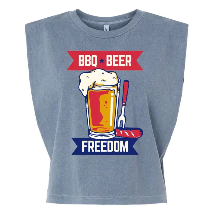 BBQ Beer Freedom America USA Party Summer Garment-Dyed Women's Muscle Tee