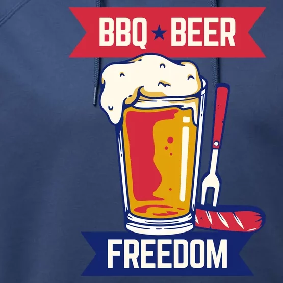 BBQ Beer Freedom America USA Party Summer Performance Fleece Hoodie