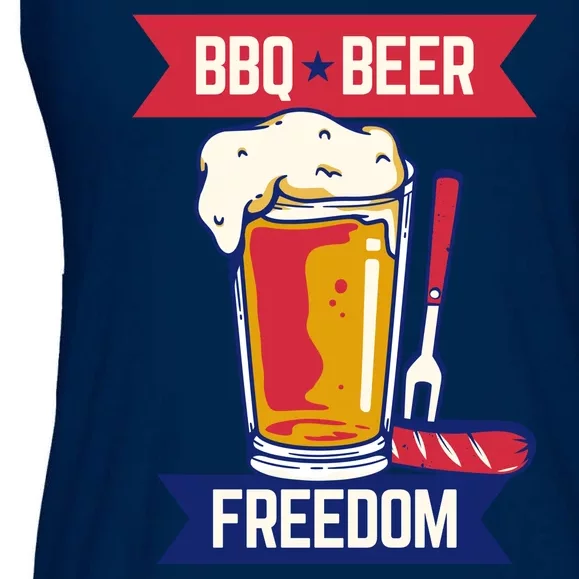 BBQ Beer Freedom America USA Party Summer Ladies Essential Flowy Tank