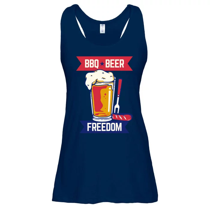 BBQ Beer Freedom America USA Party Summer Ladies Essential Flowy Tank