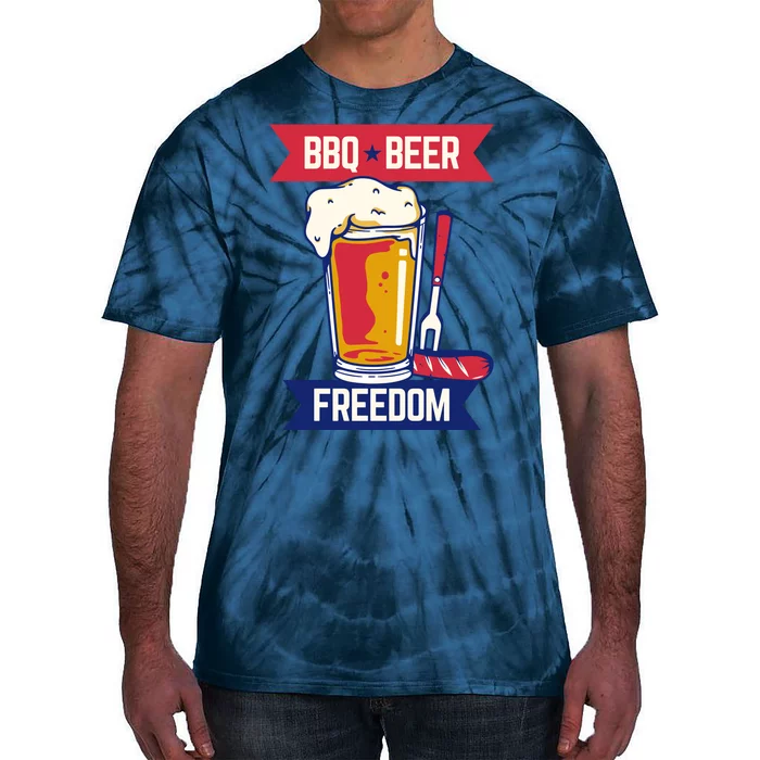 BBQ Beer Freedom America USA Party Summer Tie-Dye T-Shirt