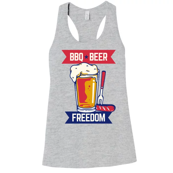 BBQ Beer Freedom America USA Party Summer Women's Racerback Tank